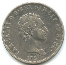 Sardaigne 5 lire argent Charles Félix 1827 Gênes n°428