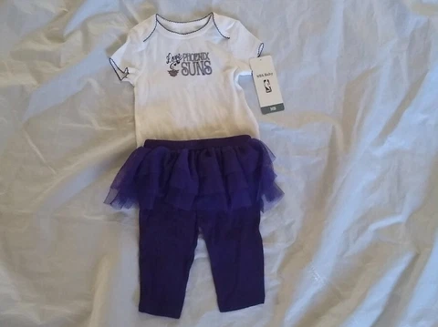 NBA Baby Girl's Phoenix Suns Bodysuit & Pants Tulle Purple/White Size 3-6M Cover