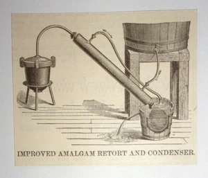 1884 Verbesserte Amalgam Retorte und Kondensator Gravur - Bild 1 von 1