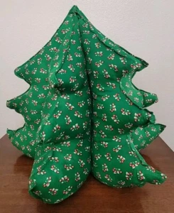 Vintage Stuffed Christmas Tree Candy Cane Holiday Table  Decor Cotton Fabric  - Picture 1 of 11