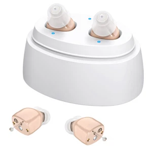 Ein Paar Mini Digital Wiederaufladbare Hörgeräte Unsichtbar In Ear Sound Verstärker - Bild 1 von 13