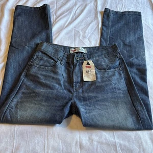 Levi's 514 Blue Jeans 28x28 Youth 16 Reg Slim Straight Denim New With Imperfect - Picture 1 of 18