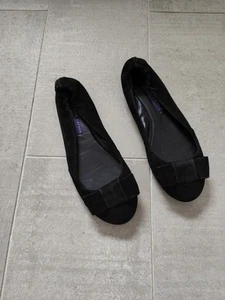 Ralph Lauren Size 5 Womens Ballet Flats Purple Label Black Suede Slip On Pumps - Picture 1 of 13
