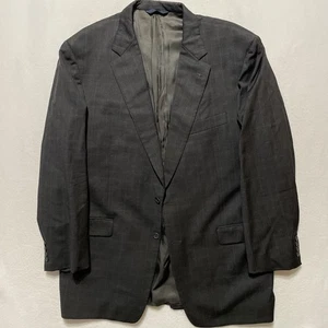Burberry London Blazer Men 46 L Long Dark Grey Plaid Wool Kensington Suit Jacket - Picture 1 of 9