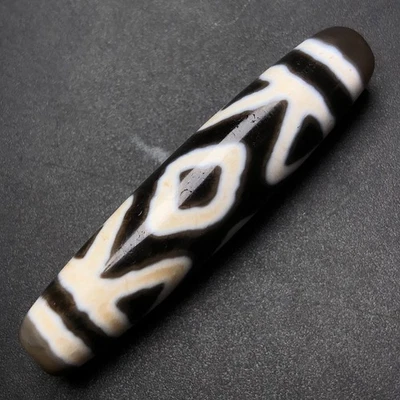 Budismo Tibetano Ágata King Kong 3 Ojos Dzi Cuentas Amuleto Collar Colgante g1670 Foto 1 de 4