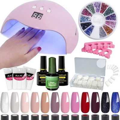 BRANDED Gel Nail Kit 12 Colours 8ML 54W UV Lamp Starter Kit for Beginners (UK Company) U