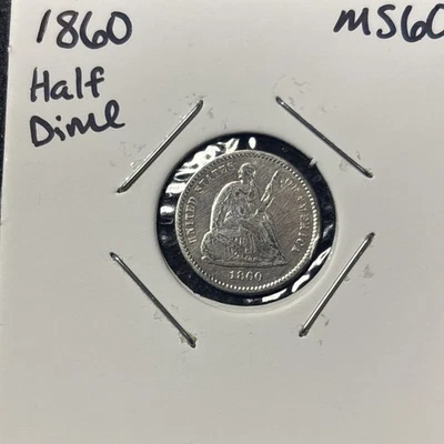 1860 Seated Liberty Half Dime AU++ Nice Coin 90% Silver - Image 1 of 4