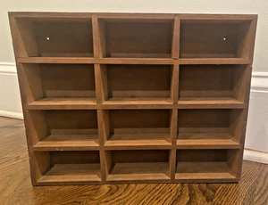 Shadow Box Wooden Knick Knack Holder Trinket Vtg 12 Slot 10.5"x13.5" X 2.5” - Picture 1 of 6