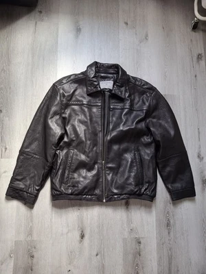 Men's Boston Harbor Leather Jacket Adult XXL Black Lamb Skin Soft Bomber - Image 1 of 4