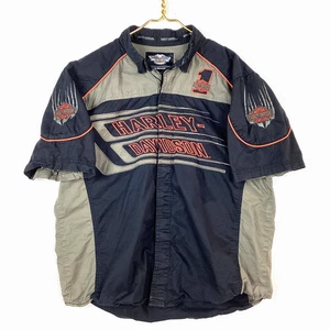 Camisa Harley-Davidson Motocicletas Talla Grande Multicolor Manga Corta Abotonada - Imagen 1 de 3