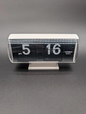 TWEMCO QT-30T White Analog Flip Clock Quartz Retro Desk Wall Table Hong Kong - Image 1 of 4
