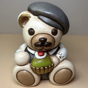Thun Teddy Palermo Piccolo ~ Figur Teddybär mit Schnurrbart & Baskenmütze 5 Zoll bezaubernd - Bild 1 von 5