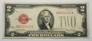 Nicer fairly crisp 1928 G Red Seal $2.00 note w/serial# D86455412A - Picture 1 of 2