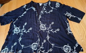 Catherines Damen Hemd Topper mit Knopfleiste 3X schwarz/weiß Print 3/4 Arm fließend - Bild 1 von 11