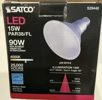 Satco S29448 - 15 Watt PAR38 LED Light Bulb - 4000K - 120 Volts 90W - Image 1 of 4