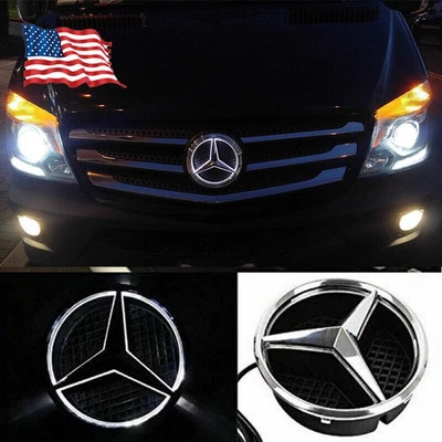 Fit Mercedes-Benz C300 Front Grille Star Emblem LED Light Illuminated Badge - Image 1 of 4