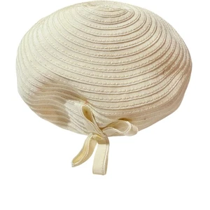 Vintage Strohhut Cloche Stil Elfenbein Schleife Detail Damen - Bild 1 von 5