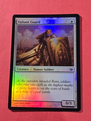 2009 Magic The Gathering Conflux Foil #19 Valiant Guard, C, White, cd1 - Image 1 of 3