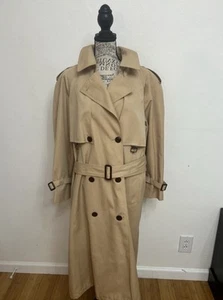Women’s Etienne Aigner Vintage Trench Coat Camel Brown Long Collared 14 70’s 80s - Picture 1 of 11