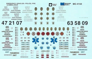 HO 1:87 Microscale MC-4150 Einsatzfahrzeuge Polizei, Feuerwehr, Krankenwagen Decals - Bild 1 von 1