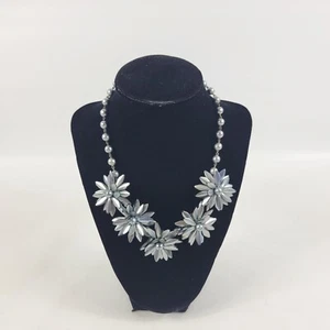 Vintage West Germany Silver Toned Floral Cluster and Faux Pearl Necklace - Picture 1 of 13
