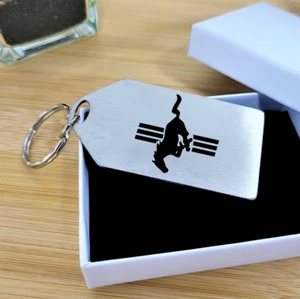 Mustang Style Keyring, Mustang Key Chain, Stainless Steel, Laser Cut + Etched - Picture 1 of 2
