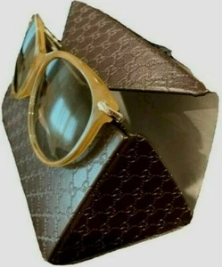 Gucci Yellow logo bamboo round frame optical eyeglasses Sunglasses - Picture 1 of 5