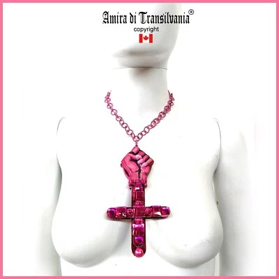 Jewelry Talisman Pendant Necklace Feminist Symbol Human Rights Cross Charm Chain - Image 1 of 4