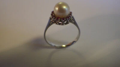 Traumhaft schöner Perlenring "ECHT GOLD" 750/18 Karat mit Steine - Bild 1 von 4