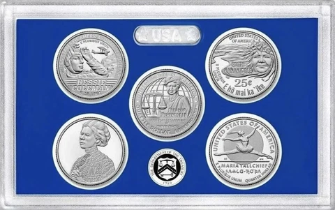 2023 S American Women Quarters Proof Set 5 Coins NO BOX Or COA, IN HAND Cover
