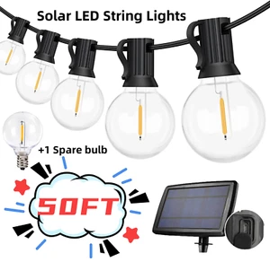 Solar String Lights Outdoor 50FT Waterproof ST38 LED Light Bulb For Garden Party - Bild 1 von 19