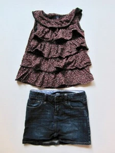 Baby GapGirls Gypsy 2011 Denim Jean Skirt & Ruffle Floral Ditty Tank Top 5T - Bild 1 von 4