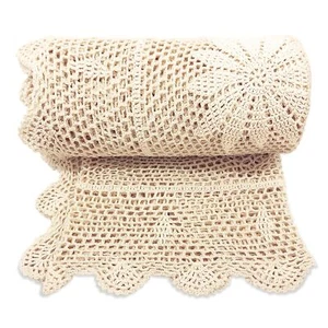 Boho Throw Blanket, 50"x60", 100% Hand Knitted Crochet Throw Blankets,100% Co... - Picture 1 of 9