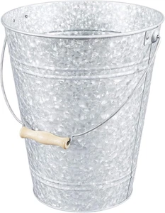 Galvanized Trash Can Bucket, Decorative Garbage Waste Basket for Bathroom, Be... - Picture 1 of 1