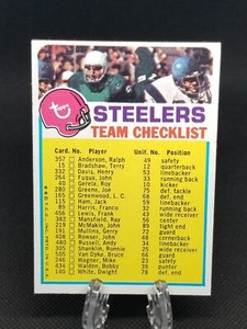 1973 Topps Pittsburgh Steelers Team Checklist Football Card #22 *UNMARKED 