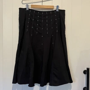 Blue Illusion Women’s Skirt Size 2L Black Eyelet Studs & Tape 12 Gore Lined Zip - Picture 1 of 6