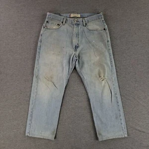 Vintage Levi's 505 Straight Leg 34x25 Blue Jeans Regular Fit Shortened Distress - Picture 1 of 11