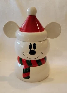 2022 Disney Mickey Mouse Snowman Christmas Cookie Jar Canister - Picture 1 of 6
