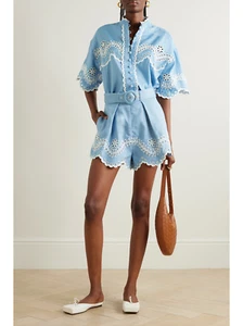 Zimmermann Junie broderie anglaise linen shirt in Blue Size 2/ US 8 - Picture 1 of 8
