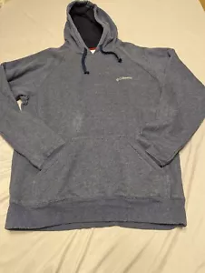 Columbia Hoodie Mens Large Pullover Hoodie Light Blue Fleece Lined Top - Picture 1 of 9