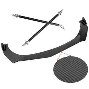 Divisor de spoiler de labio del parachoques delantero de fibra de carbono + varillas de puntal para Subaru WRX / STI - Imagen 1 de 12