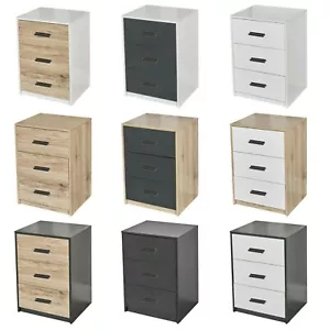 3 Drawer Wooden Bedroom Bedside Cabinet Furniture Storage Nightstand Side Table - Picture 1 of 41