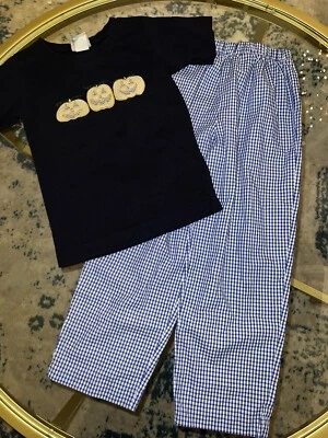 Talla 5 Calado Polkadot Vive La Fete Azul Camisa Pantalones Conjunto Calabaza Usado en Excelente Condición Foto 1 de 3