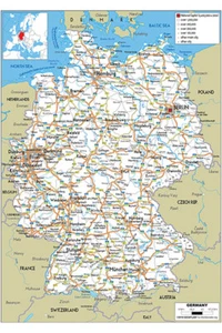 Deutschland Karte Straßenkarten Englisch Kunstdruck Foto Bild Poster Home Deko - Bild 1 von 21