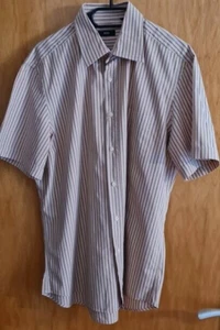 Hugo Boss Sommerhemd ,KW 43 (XL), Kurzarm, Braun gestreift - Bild 1 von 3