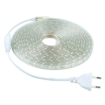 LED 5050 STRIP STRISCIA 20 METRI 220V BIANCO LUCE FREDDA ALIMENTATORE IMPERMEABI - Immagine 1 di 4