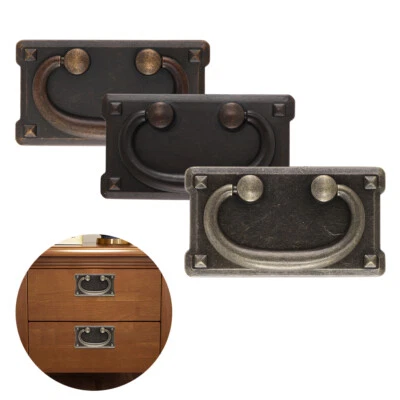 4/8Pcs Vintage Bronze Drawer Ring Pull Handles Bronze Drop Ring Pull Handles uk - Image 1 of 4