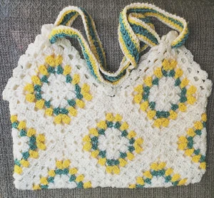 Cartera Buttercup cuadrada de ganchillo para abuela de 10 piezas bolsa de hilo vintage forrada ÚNICA EN SU CLASE - Imagen 1 de 9