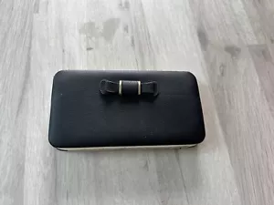 Black & Pink Clutch Bag Purse Card Coin Makeup - Picture 1 of 5