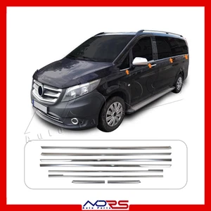 MERCEDES W447 L1 COMPATIBLE GARNITURE DE FENÊTRE CHROME INOX 8 PIÈCES - Imagen 1 de 10